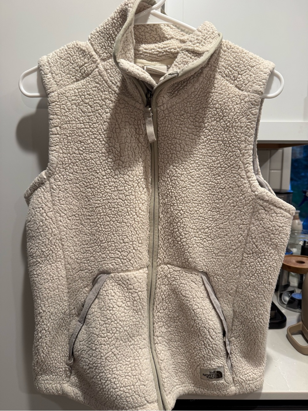 The North Face Kids Cream Sherpa Vest - Zip Front